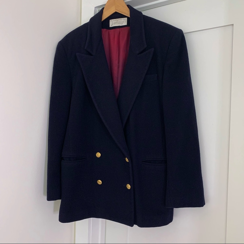 100% Cashmere Navy Blazer Jacket Vintage Stunning! - Picture 3 of 17